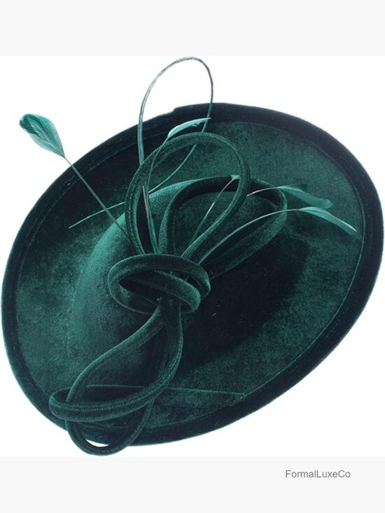 Velvet Disc Fascinator Headpiece with Loop Decor and Feathers main image 4
